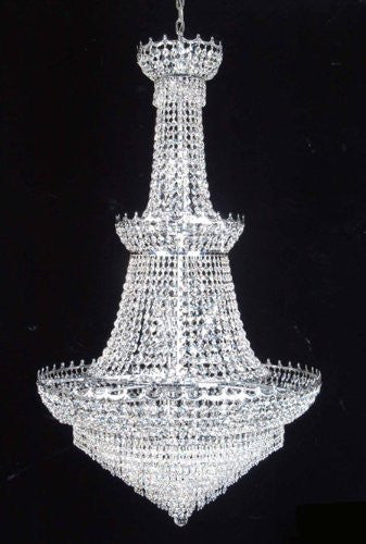 Swarovski Crystal Trimmed Chandelier French Empire Crystal Chandelier H60" X W34" - Perfect For An Entryway Or Foyer - F93-Silver/561/24Sw