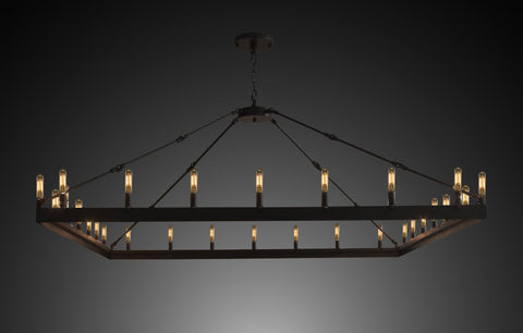 Wrought Iron Vintage Barn Metal Castile One Tier Square Chandelier Chandeliers Industrial Loft Rustic Lighting W 63" H 41" - A500-B48/3428/52