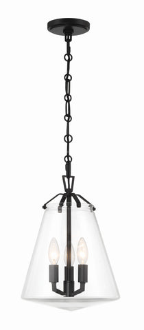 Voss 3 Light Matte Black Mini Chandelier - C193-VSS-7004-MK