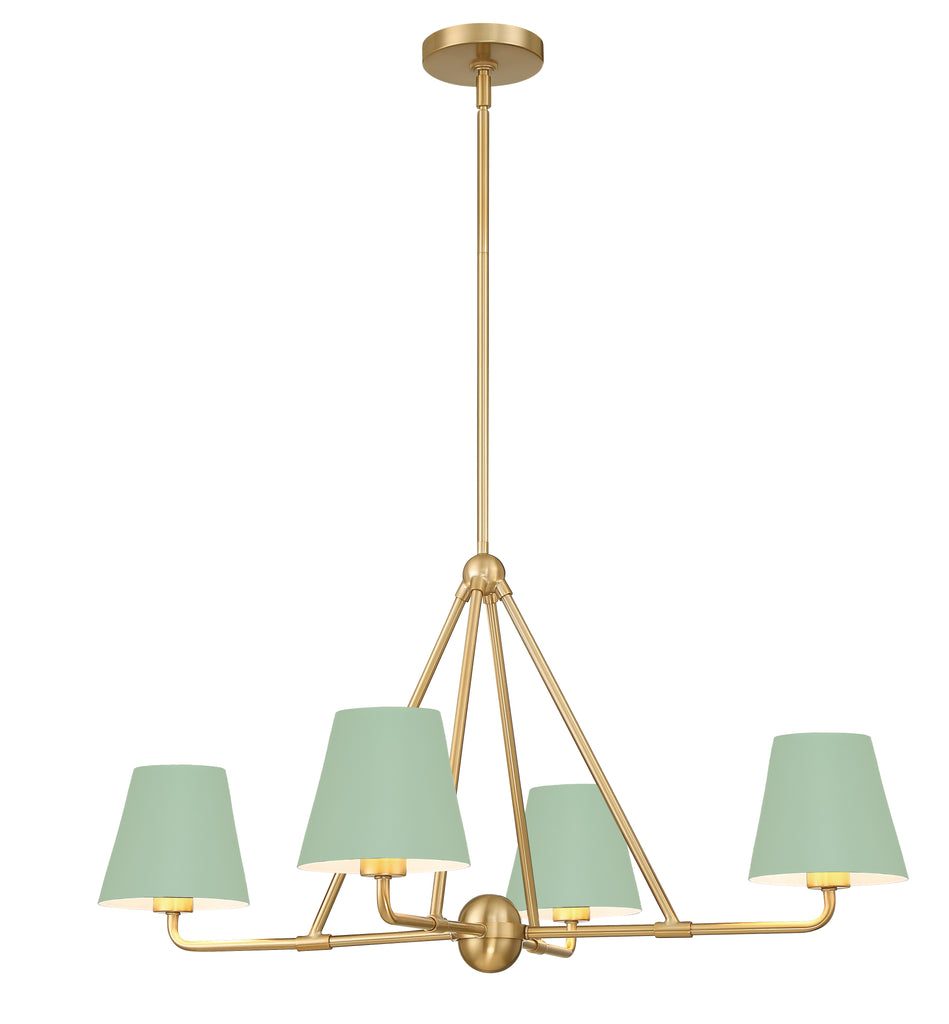 Xavier 4 Light Vibrant Gold + Green Chandelier - C193-XAV-B9304-VG-GR