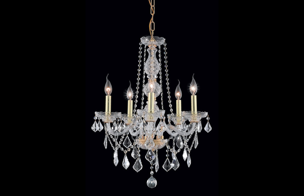 C121-7855D21G/RC - Regency Lighting: Verona 5 light Gold Chandelier Clear Royal Cut Crystal