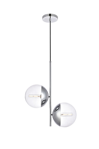 ZC121-LD6119C - Living District: Eclipse 2 Lights Chrome Pendant With Clear Glass