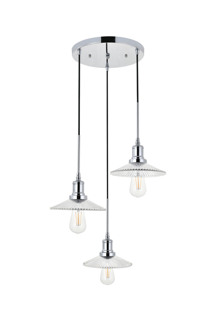 ZC121-LD4040D19C - Living District: Waltz 3 light chrome Pendant