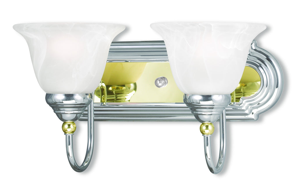 Livex Belmont 2 Light Polished Chrome & PB Bath Light - C185-1002-52