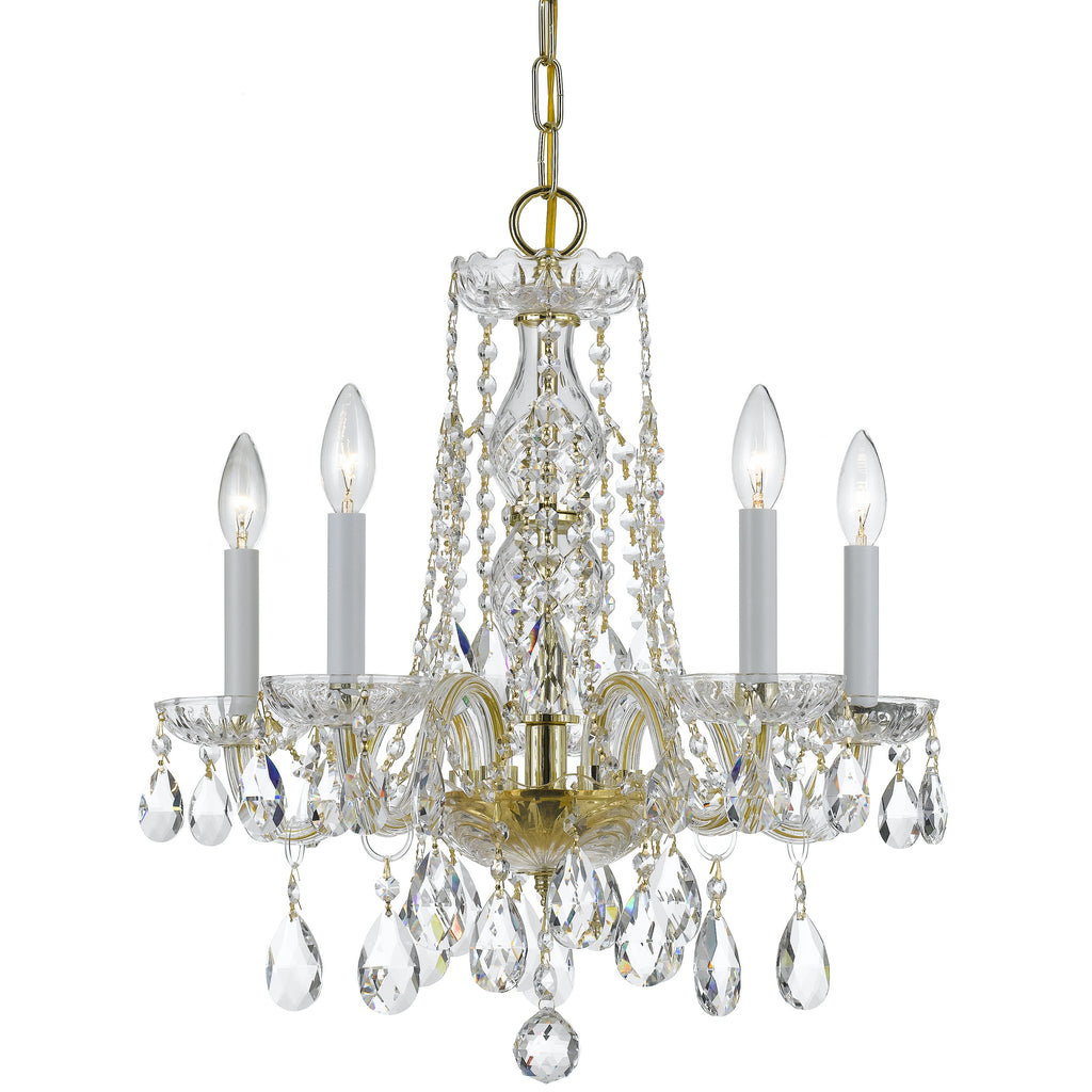 5 Light Polished Brass Crystal Mini Chandelier Draped In Clear Spectra Crystal - C193-1061-PB-CL-SAQ