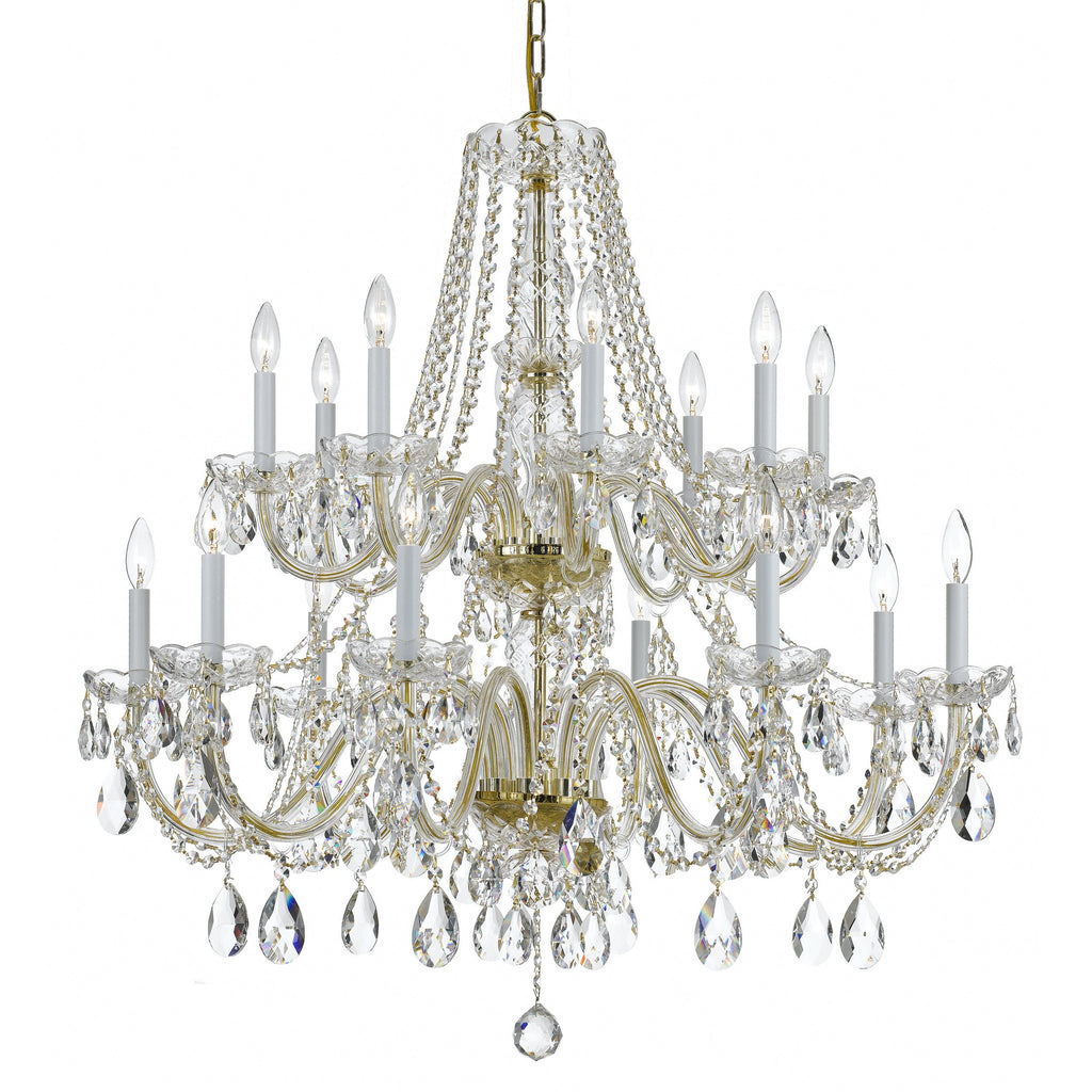 8 Light Polished Brass Crystal Chandelier Draped In Clear Spectra Crystal - C193-1139-PB-CL-SAQ