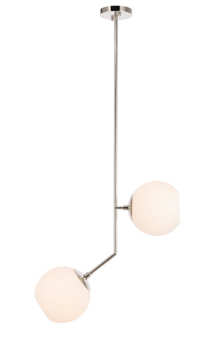 ZC121-LD8051D8C - Living District: Ryland 2 light Chrome and Frosted White glass pendant