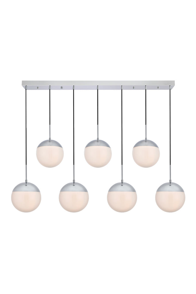 ZC121-LD6088C - Living District: Eclipse 7 Lights Chrome Pendant With Frosted White Glass