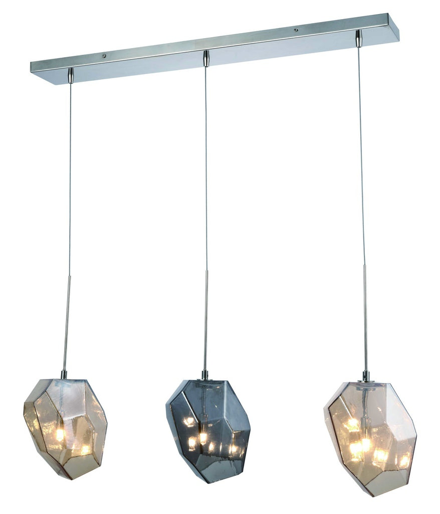 ZC121-4002D33PN - Urban Classic: Gibeon 3 Light Polished Nickel & Golden Teak & Silver Shade & Copper Shade Chandelier