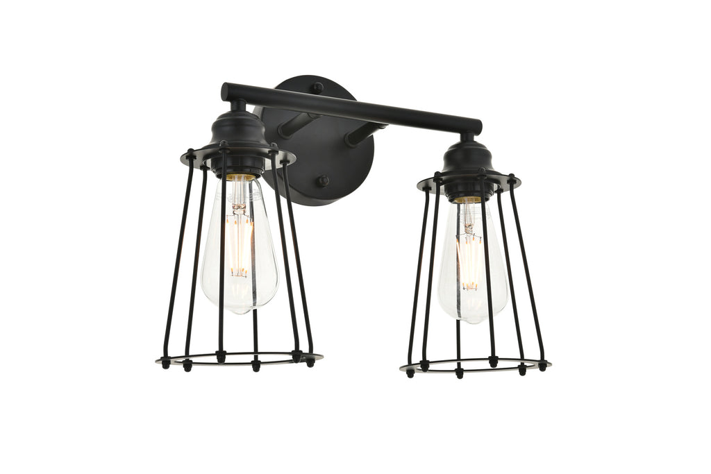 ZC121-LD4047W15BK - Living District: Auspice 2 light black Wall Sconce