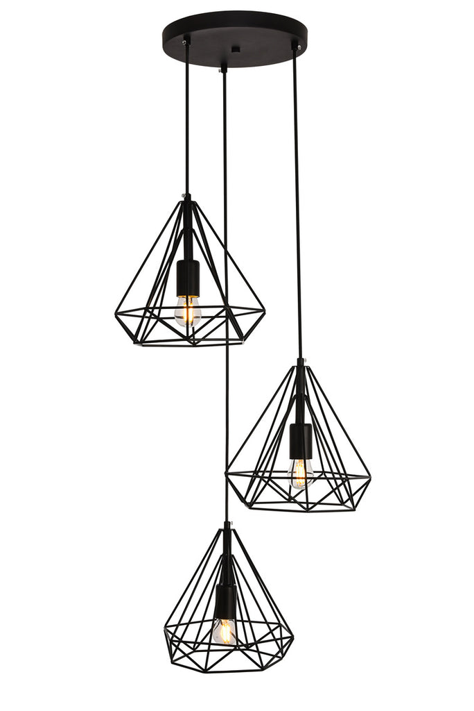 ZC121-LDPD2091 - Living District: Jago Collection Pendant D18.1 H24.3 Lt:3 Black Finish