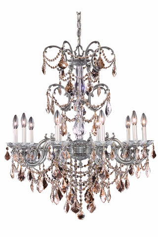 ZC121-9710D29PW-GT/RC - Regency Lighting: Athena 10 light Pewter Chandelier Golden Teak (Smoky) Royal Cut Crystal