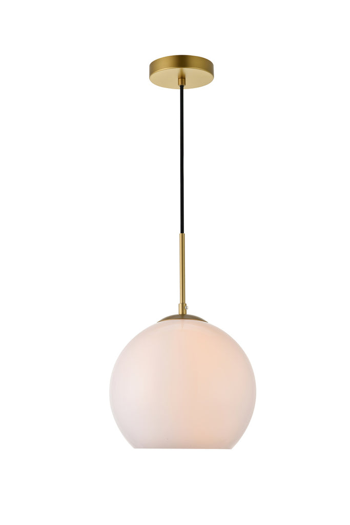 ZC121-LD2213BR - Living District: Baxter 1 Light Brass Pendant With Frosted White Glass