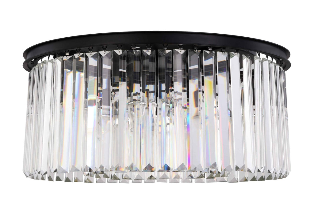 ZC121-1238F31MB/RC - Urban Classic: Sydney 8 light Matte Black Flush Mount Clear Royal Cut Crystal