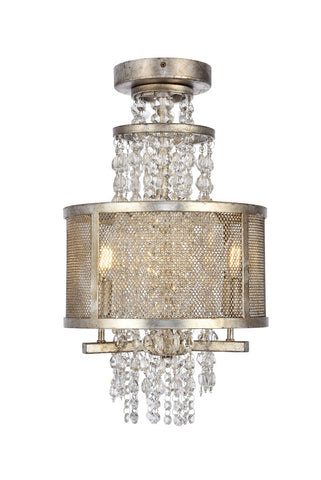 ZC121-1540F12ASL - Regency Lighting: Legacy 3 light Antique Sliver Leaf Flush mount Clear Royal Cut Crystal