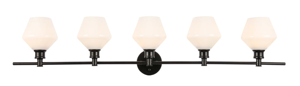 ZC121-LD2325BK - Living District: Gene 5 light Black and Frosted white glass Wall sconce