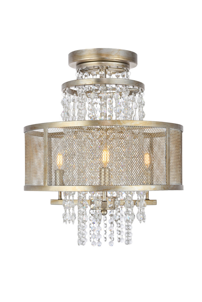 ZC121-1540F18ASL - Regency Lighting: Legacy 3 light Antique Sliver Leaf Flush mount Clear Royal Cut Crystal