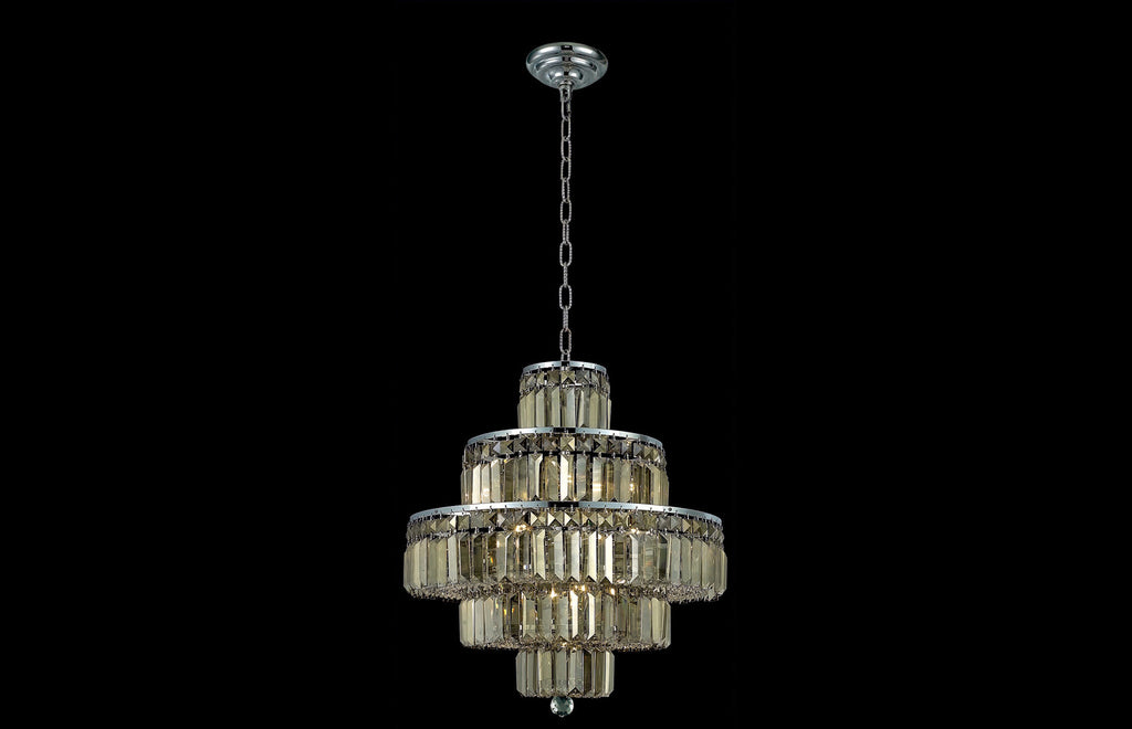 C121-2038D20C-GT/RC - Regency Lighting: Maxime 13 light Chrome Chandelier Golden Teak (Smoky) Royal Cut Crystal