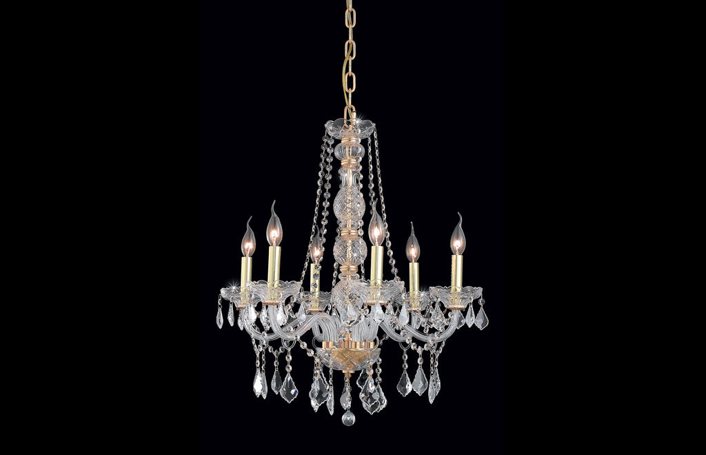 C121-7856D24G/EC - Regency Lighting: Verona 6 light Gold Chandelier Clear Elegant Cut Crystal