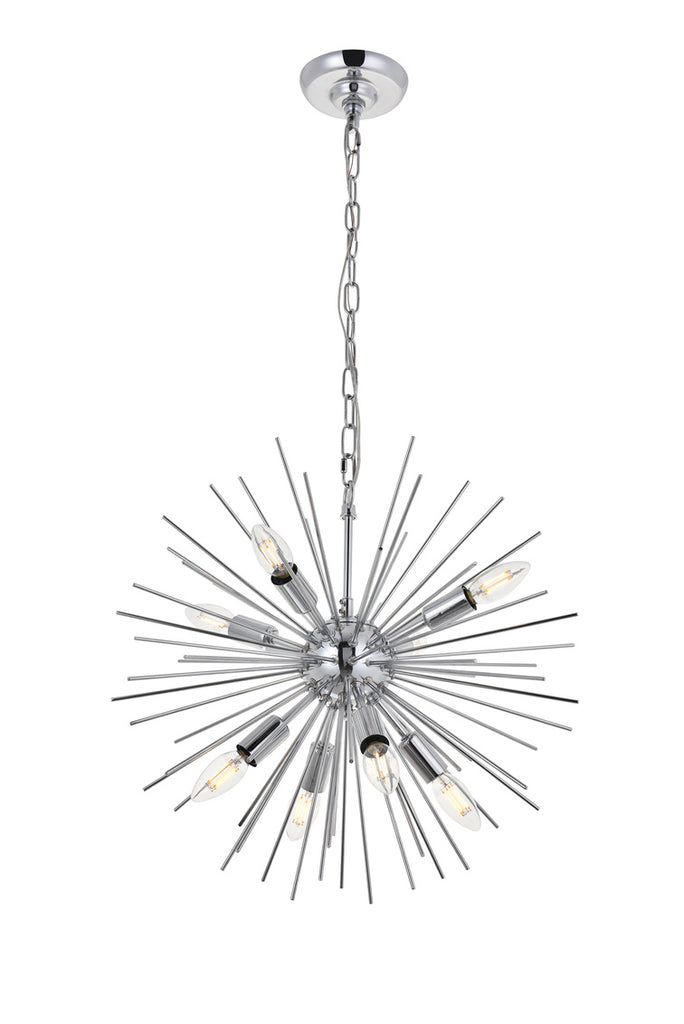 ZC121-LD5051D20C - Living District: Timber 8 light Chrome Pendant