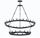 Wrought Iron Vintage Barn Metal Castile Two Tier Chandelier Chandeliers Industrial Loft Rustic Lighting W 38" H 50" - G7-3429/30