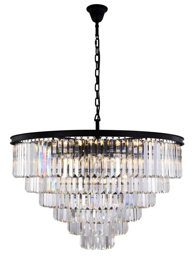 ZC121-1231D44MB/RC - Urban Classic: Sydney 33 light Matte Black Chandelier Clear Royal Cut Crystal