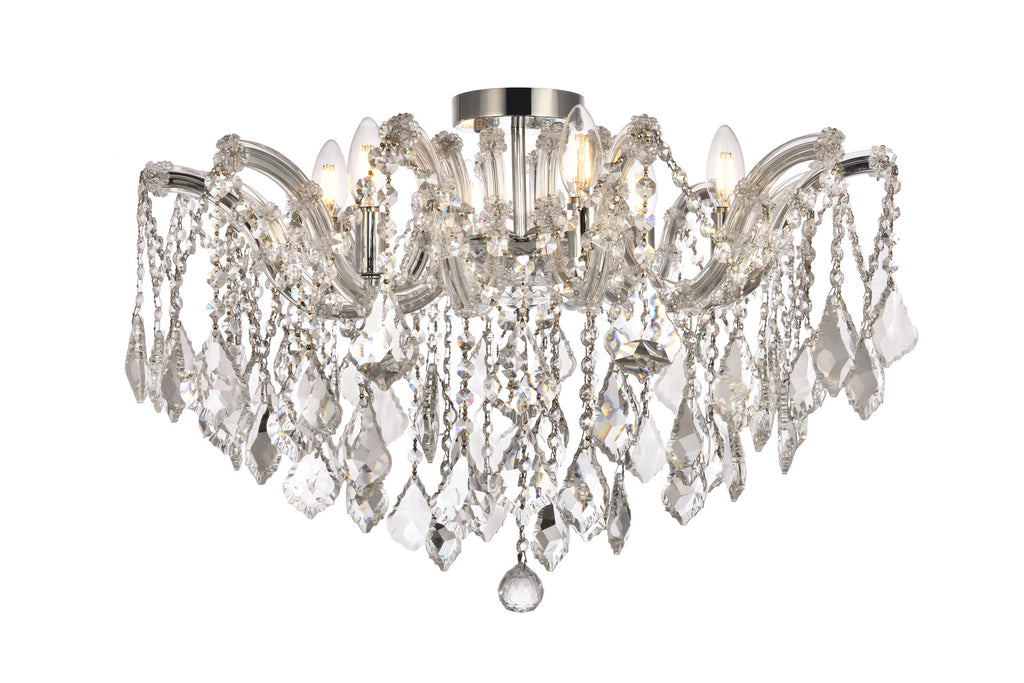 ZC121-2800F24C/EC - Regency Lighting: Maria Theresa 6 light Chrome Flush Mount Clear Elegant Cut Crystal