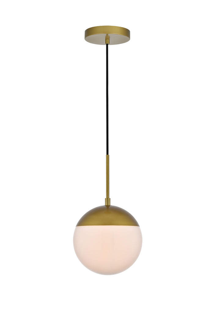 ZC121-LD6030BR - Living District: Eclipse 1 Light Brass Pendant With Frosted White Glass