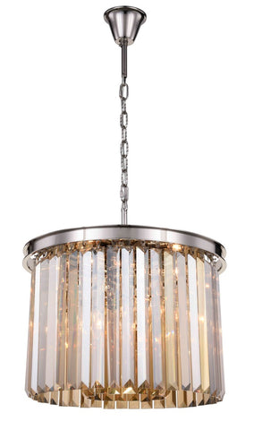 ZC121-1238D20PN-GT/RC - Urban Classic: Sydney 6 light Polished nickel Pendant Golden Teak (Smoky) Royal Cut Crystal