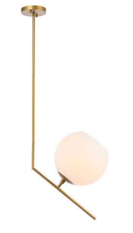 ZC121-LD8046D10BR - Living District: Ryland 1 light Brass and Frosted White glass pendant