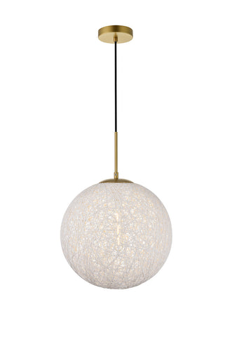 ZC121-LD2235BR - Living District: Malibu 1 Light Brass Pendant With White Paper String