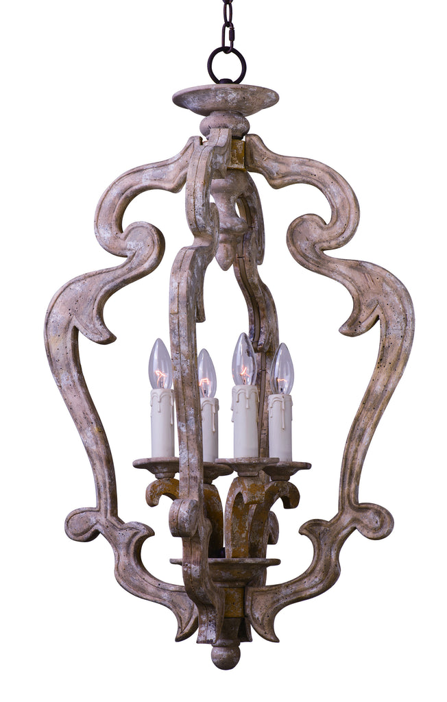 Olde World 4-Light Chandelier Senora Wood - C157-39603SW