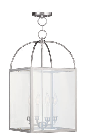 Livex Milford 4 Light Brushed Nickel Chain Lantern  - C185-4042-91