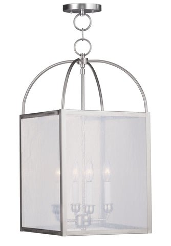 Livex Milford 4 Light Brushed Nickel Chain Lantern  - C185-4046-91