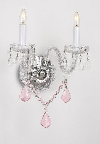 Murano Venetian Style Crystal Wall Sconce Lighting With Pink Color Crystal - G46-Pinkb2/2/386