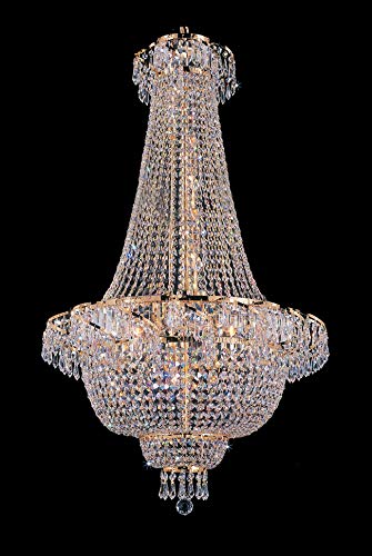 French Empire Crystal Gold Chandelier Lighting - Great for The Dining Room, Foyer, Entry Way, Living Room