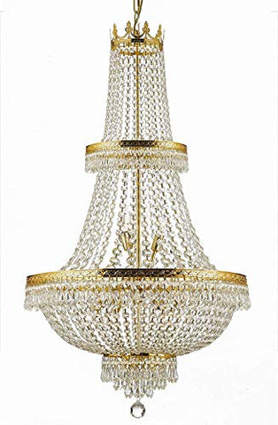 Made with Swarovski Crystal French Empire Crystal Chandelier Lighting H50" X W24" Good for Foyer, Entryway, Family Room, Living Room and More! - A93-CG/870/15SW