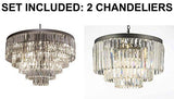 Set of 2-1 Palladium Empress Crystal (tm) Glass Fringe Chandelier Chandeliers Lighting and 1 Palladium Crystal Glass Fringe 3-Tier Chandelier Chandeliers Lighting H 26" W 31.5" - 1EA G7-1157/17 + 1EA G7-1100