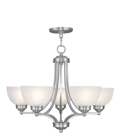 Livex Somerset 5 Light Brushed Nickel Chandelier - C185-4215-91