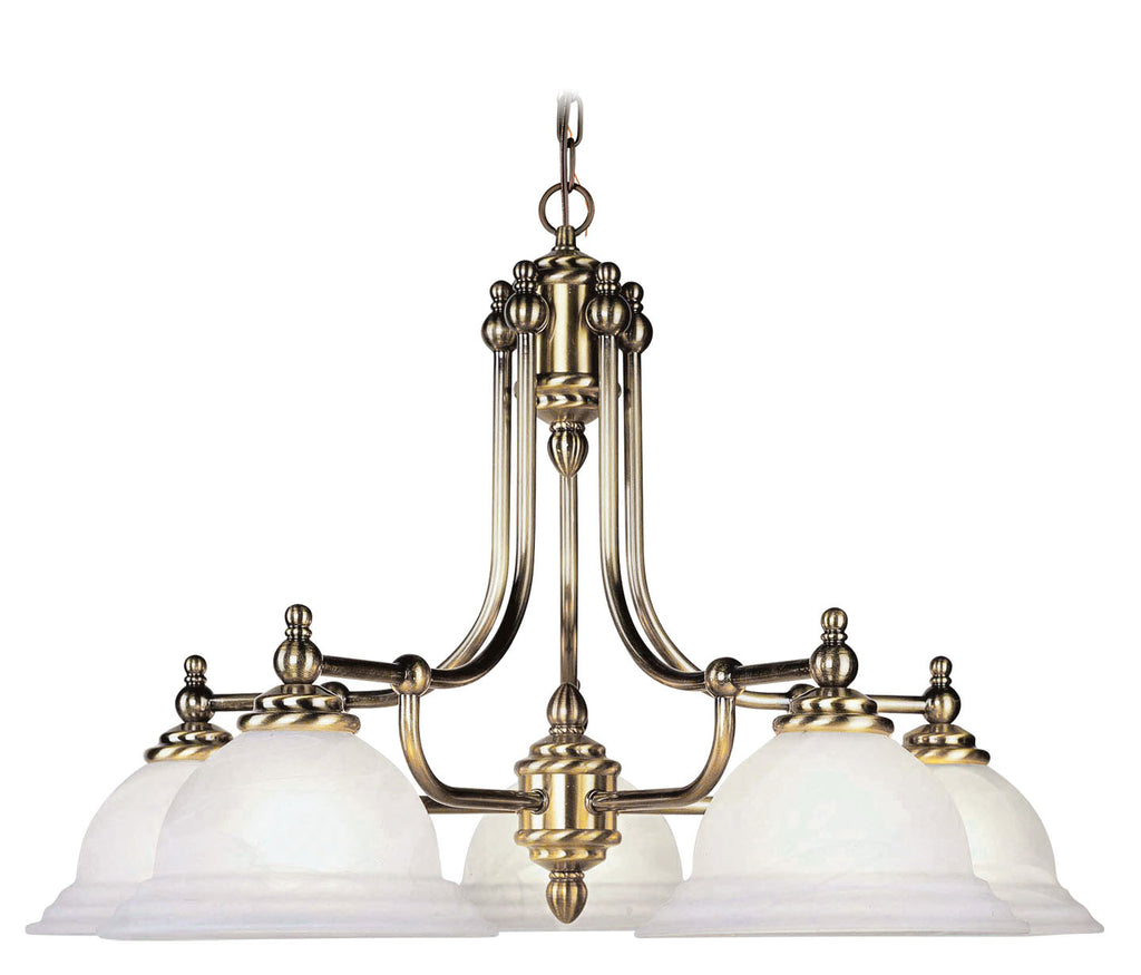 Livex North Port 5 Light Antique Brass Chandelier - C185-4255-01