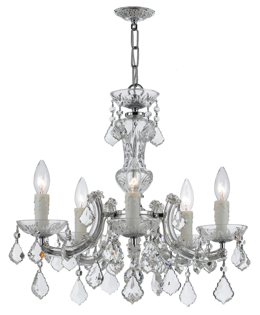 5 Light Polished Chrome Crystal Mini Chandelier Draped In Clear Swarovski Strass Crystal - C193-4376-CH-CL-S