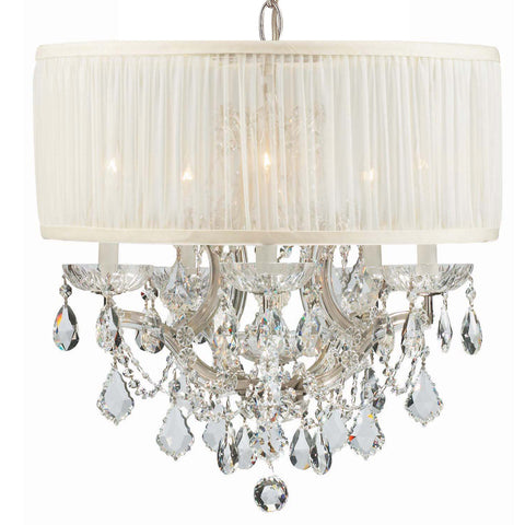 6 Light Polished Chrome Traditional Mini Chandelier Draped In Clear Hand Cut Crystal - C193-4415-CH-SAW-CLM