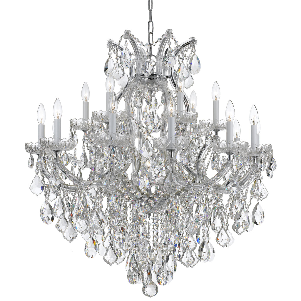 19 Light Polished Chrome Crystal Chandelier Draped In Clear Italian Crystal - C193-4418-CH-CL-I