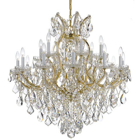 19 Light Gold Crystal Chandelier Draped In Clear Hand Cut Crystal - C193-4418-GD-CL-MWP