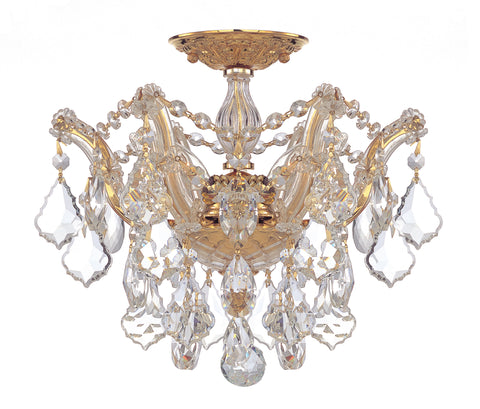 3 Light Gold Crystal Ceiling Mount Draped In Clear Spectra Crystal - C193-4430-GD-CL-SAQ