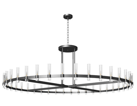 Varella Round Chandelier 120" Vintage Barn Metal Industrial Loft Rustic Lighting Great for Living Room, Dining Room, Foyer and Entryway - G7-CB/4461/40