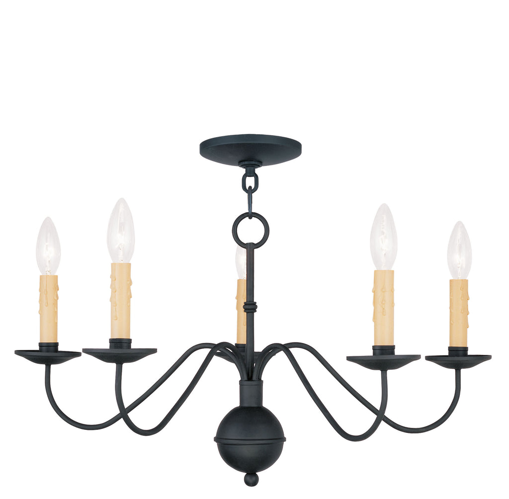 Livex Heritage 5 Light Black Chandelier - C185-4495-04