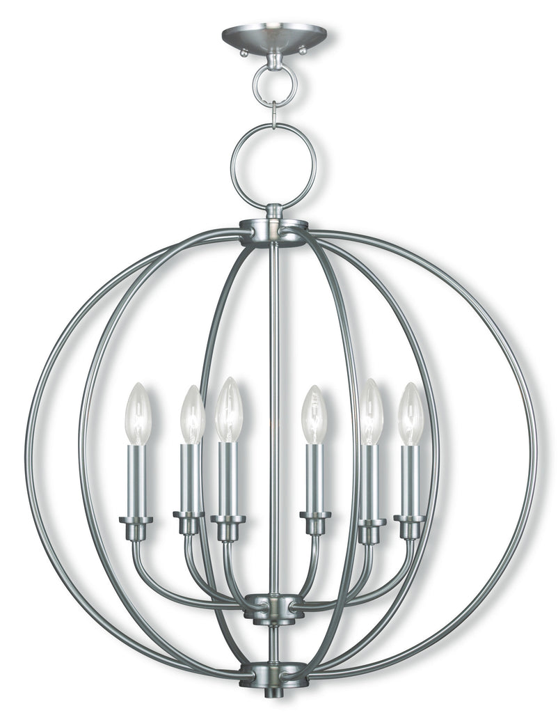 Livex Milania 6 Light Brushed Nickel Chandelier - C185-4666-91