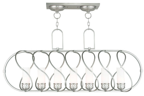 Livex Westfield 7 Light Brushed Nickel Linear Chandelier - C185-47196-91