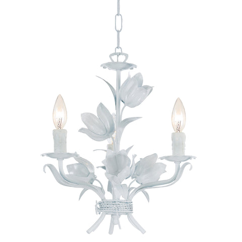 3 Light Wet White Floral Mini Chandelier - C193-4813-WW